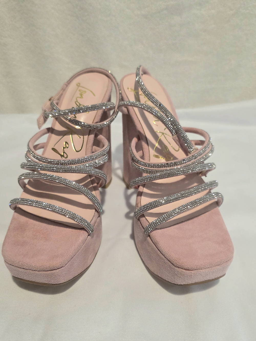 London Rag Pink Strappy Platform Block Heel Sandal - Picture 7 of 10